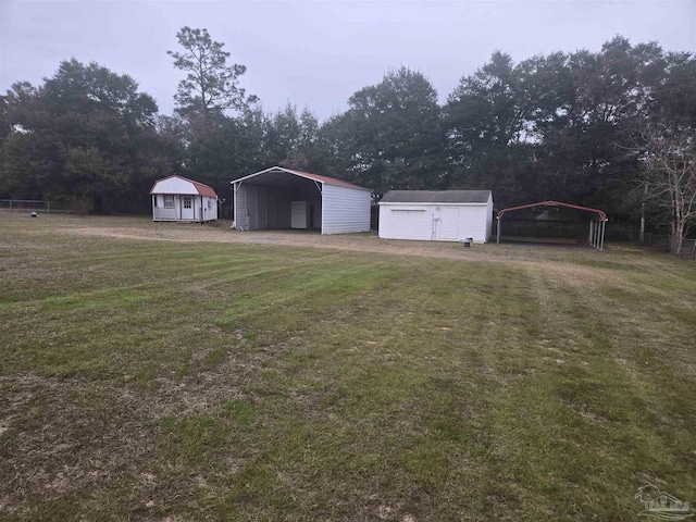 view of yard featuring a carport