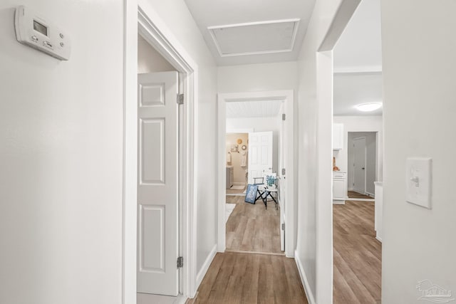 hallway with light wood-type flooring