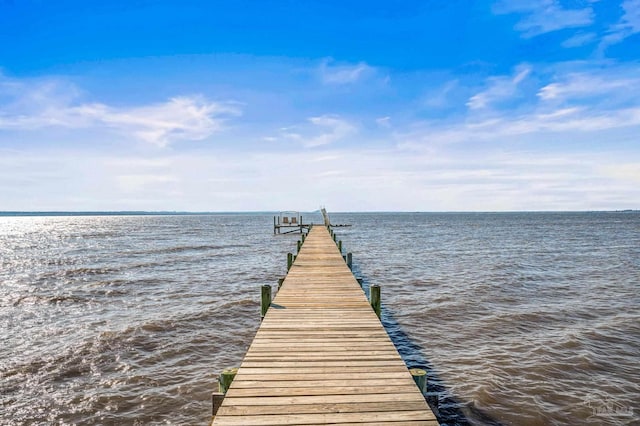 dock area featuring a water view