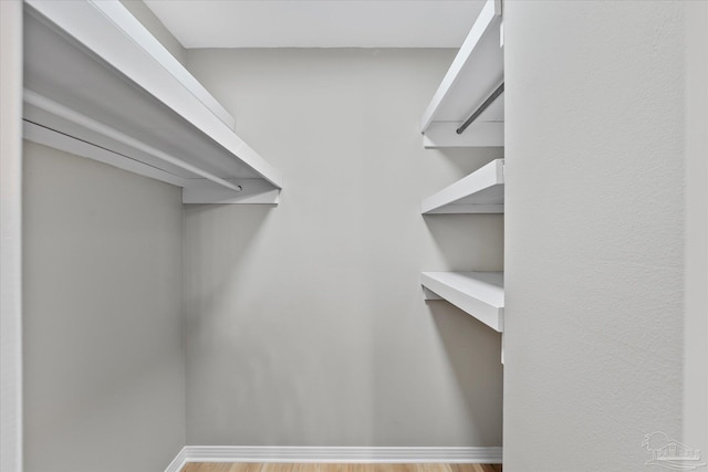 spacious closet with light hardwood / wood-style flooring