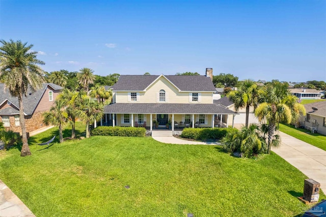 view of front of property featuring a front yard