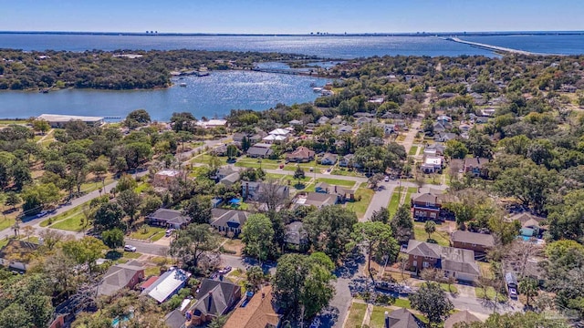 bird's eye view with a residential view and a water view