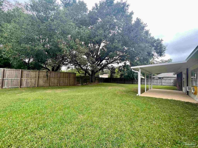 view of yard with a patio area