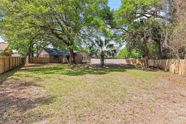 view of yard featuring a fenced backyard