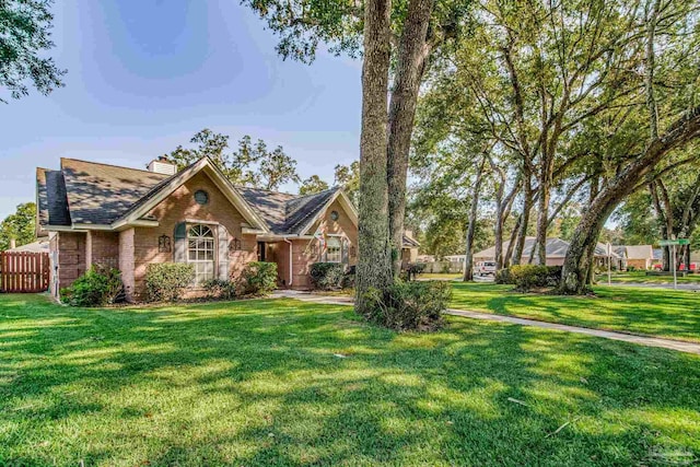 ranch-style home featuring a front yard