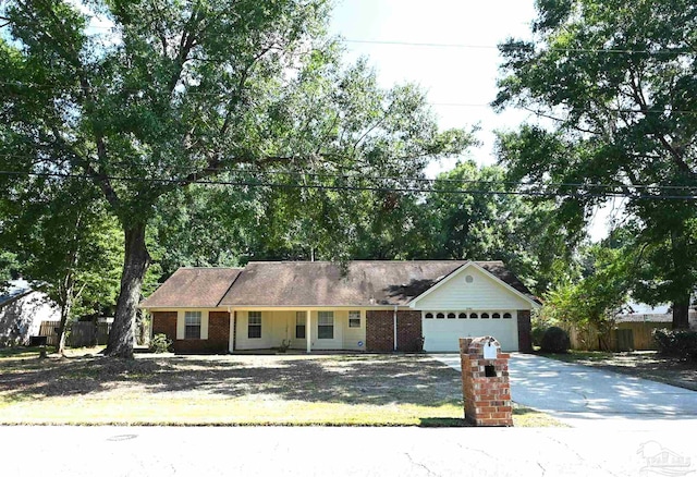 ranch-style home with a garage