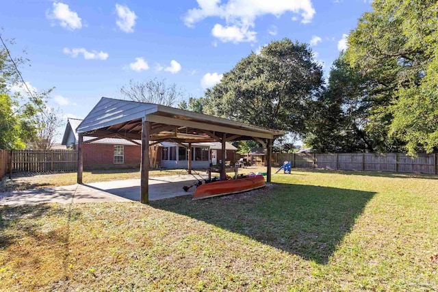 view of yard with a gazebo and a patio