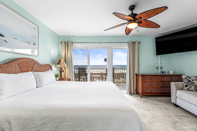14391 Perdido Key Dr Unit D, Pensacola, FL 32507 - bedroom featuring access to exterior, carpet floors, and ceiling fan