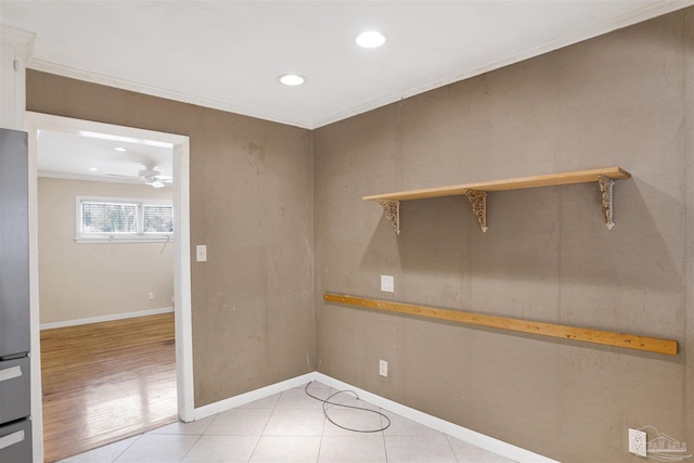 1001 E Bobe St, Pensacola, FL 32503 - empty room featuring recessed lighting, a ceiling fan, baseboards, and ornamental molding
