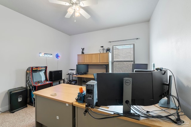 office area featuring ceiling fan