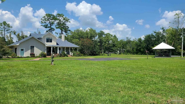 view of yard with a gazebo