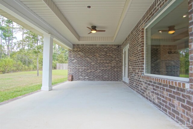 view of patio / terrace featuring ceiling fan
