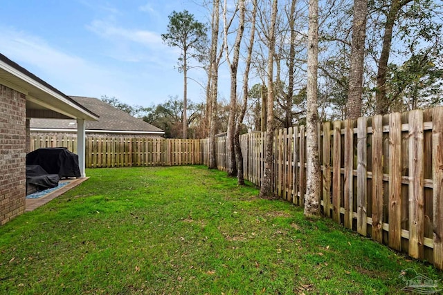 view of yard featuring a fenced backyard