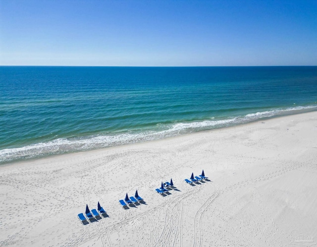 property view of water featuring a view of the beach