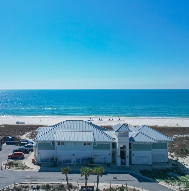 property view of water with a beach view