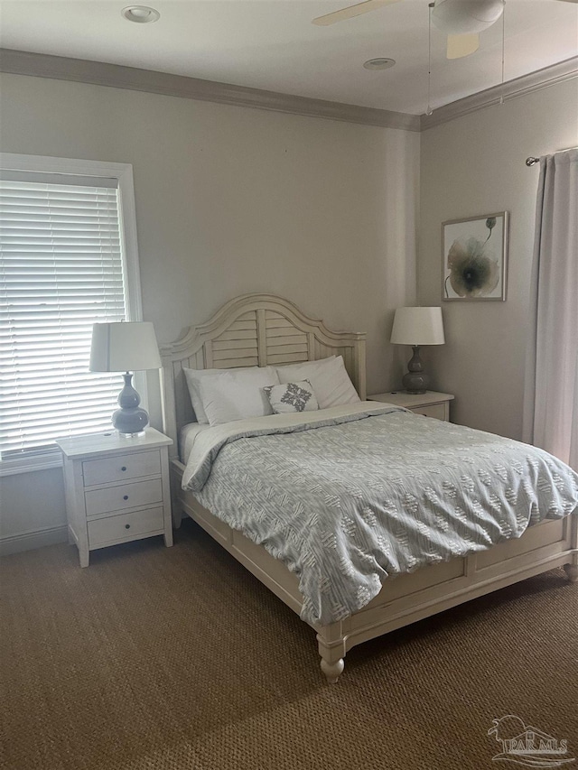 5350 Pale Moon Dr, Pensacola, FL 32507 - bedroom with a ceiling fan, ornamental molding, and carpet flooring
