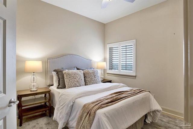 bedroom featuring ceiling fan