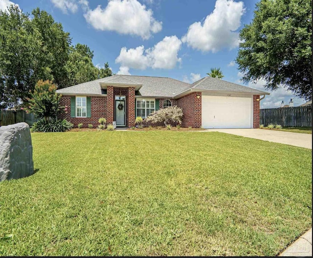 1707 Cedrus Ln, Pensacola, FL 32514 - ranch-style home with concrete driveway, an attached garage, and brick siding
