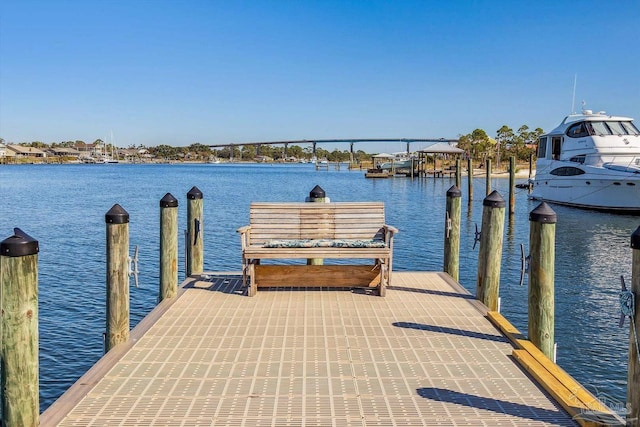 view of dock featuring a water view