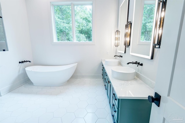 bathroom featuring vanity and tile patterned flooring