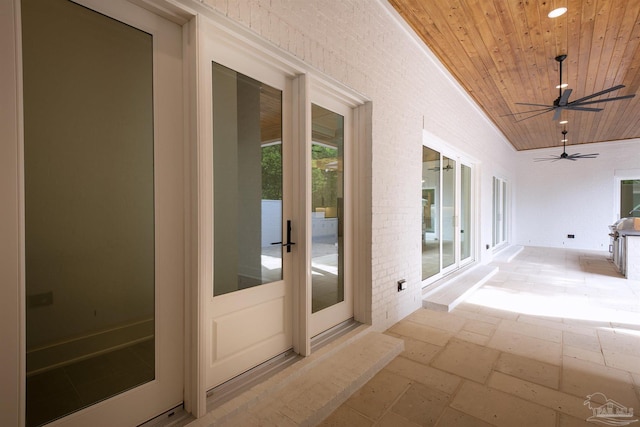 interior space with wood ceiling