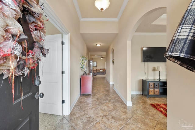 corridor with crown molding