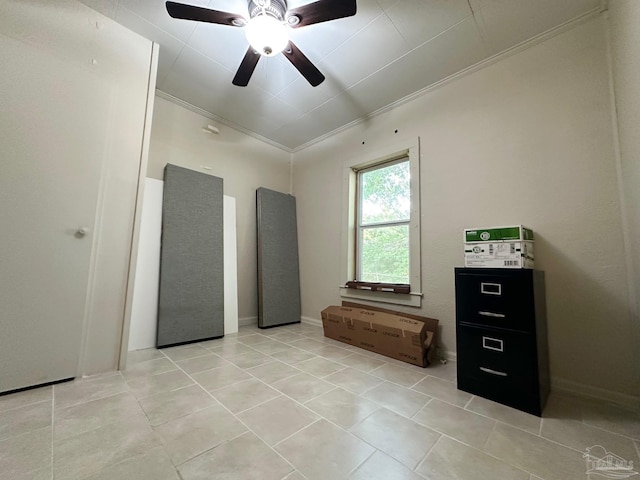 6414 Hamilton Bridge Rd, Milton, FL 32570 - bedroom with ornamental molding, light tile patterned floors, and a ceiling fan