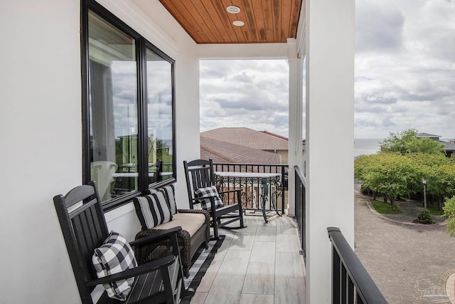 balcony with a water view