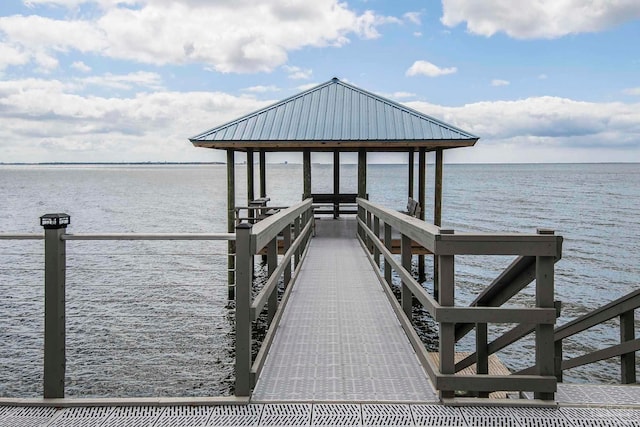 view of dock featuring a water view