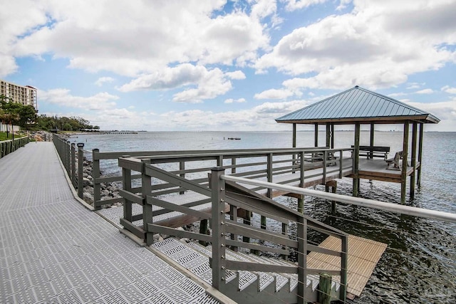 view of dock featuring a water view