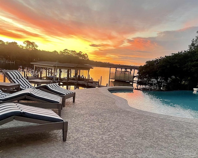 3410 N 18th Ave, Pensacola, FL 32503 - view of swimming pool with a water view, a boat dock, and boat lift