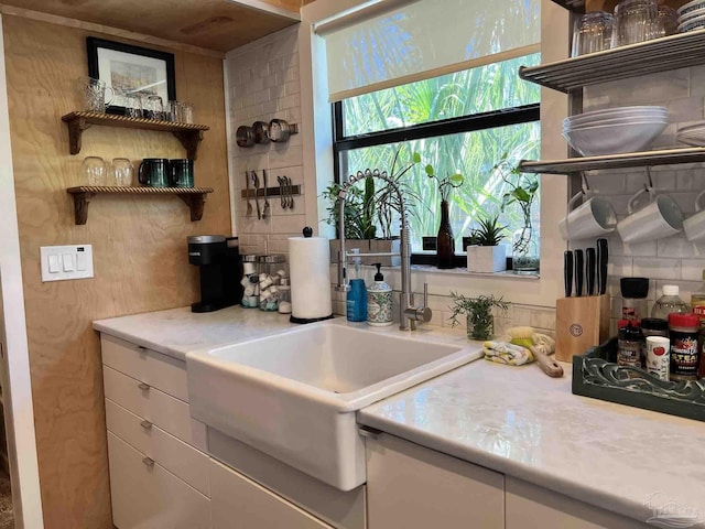 kitchen with white cabinetry