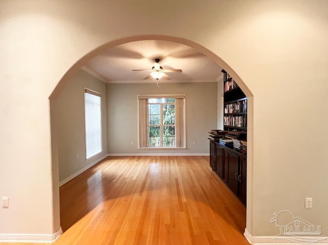 interior space featuring ceiling fan and light hardwood / wood-style floors