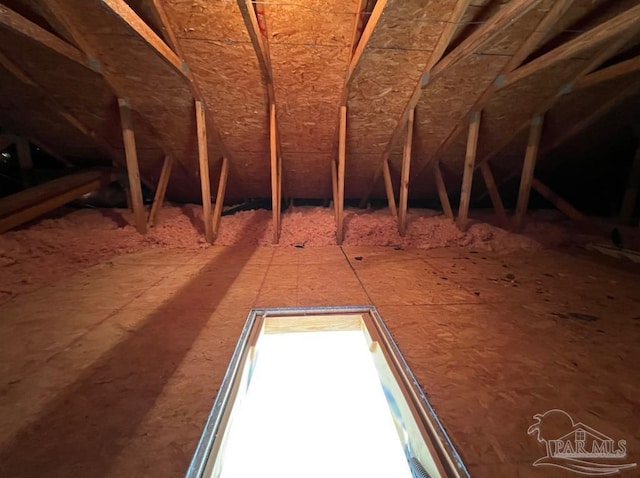 view of unfinished attic