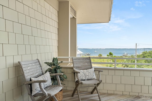 balcony with a water view