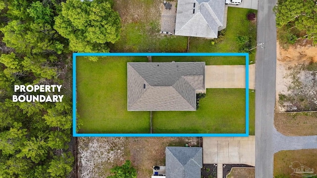 view from above of property with property parcel outlined