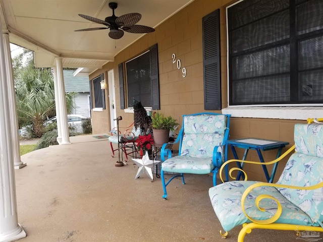 view of patio with ceiling fan