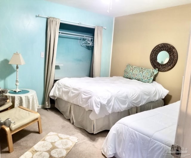 carpeted bedroom featuring a closet