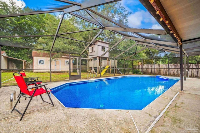2762 Christine St, Pensacola, FL 32526 - view of swimming pool featuring a fenced backyard, a patio, and a lanai