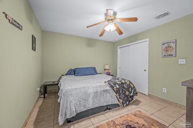 2762 Christine St, Pensacola, FL 32526 - bedroom with ceiling fan, tile patterned flooring, and a closet
