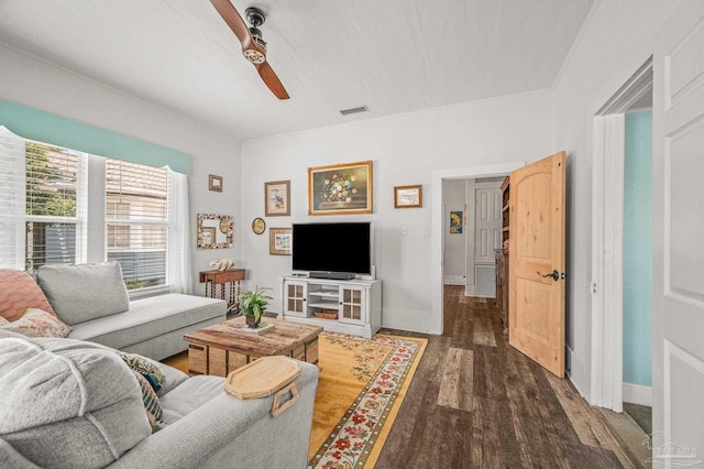 1220 E Cervantes, Pensacola, FL 32501 - living area with ceiling fan, wood finished floors, baseboards, and ornamental molding