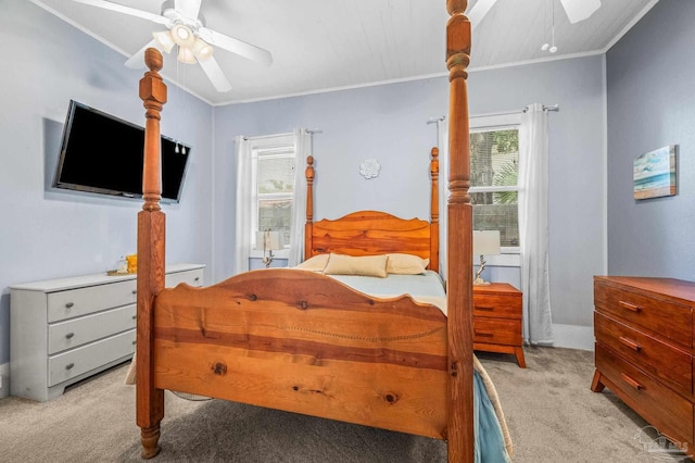 1220 E Cervantes, Pensacola, FL 32501 - carpeted bedroom with ornamental molding and a ceiling fan