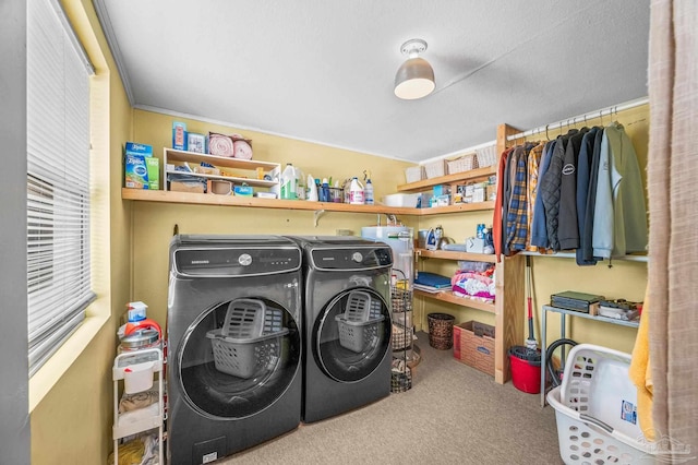 1220 E Cervantes, Pensacola, FL 32501 - laundry area with washer and dryer and carpet floors
