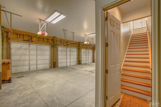 garage with a garage door opener