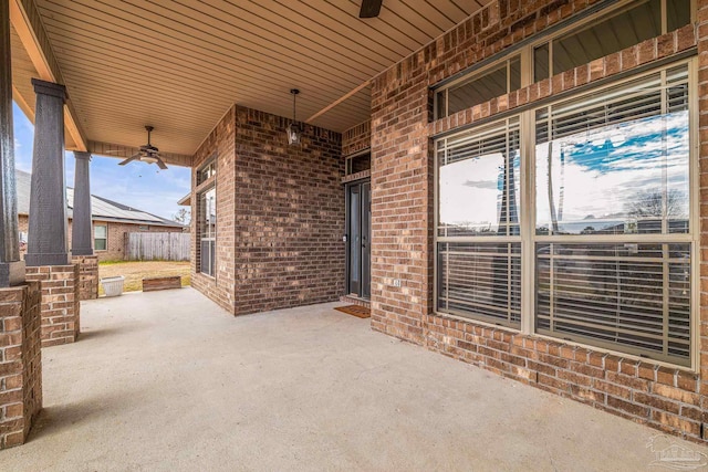 view of patio / terrace with ceiling fan