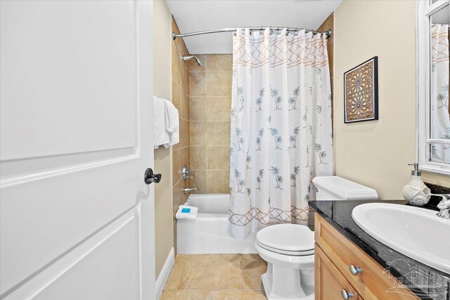 3 Portofino Dr Unit 1705, Pensacola Beach, FL 32561 - full bathroom featuring vanity, toilet, shower / tub combo, and tile patterned flooring