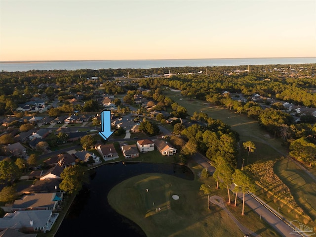 4181 Soundpointe Dr, Gulf Breeze, FL 32563 - aerial view at dusk featuring a water view and a residential view