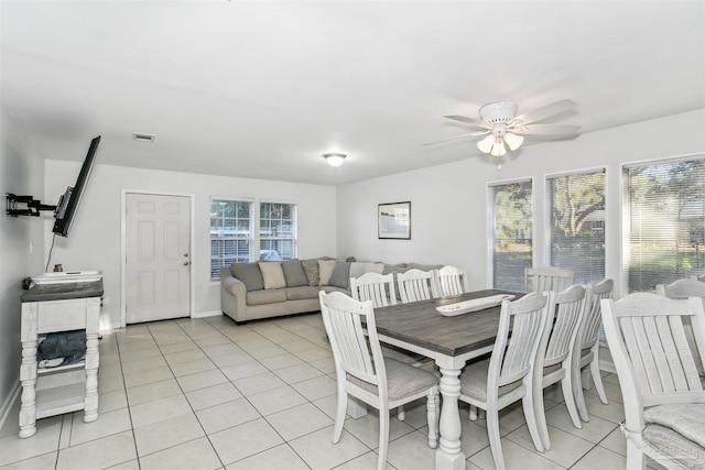 3382 Green Briar Cir, Gulf Breeze, FL 32563 - dining space with a ceiling fan and light tile patterned flooring