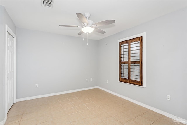 unfurnished room featuring ceiling fan