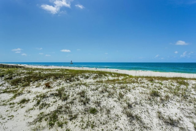 view of water feature featuring a beach view